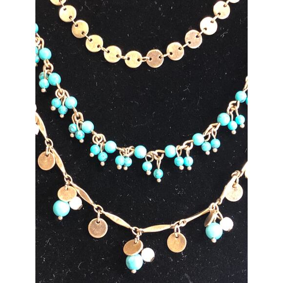 CHLOE + ISABEL turquoise drop multi-layer necklace - N085 - Picture 3 of 5